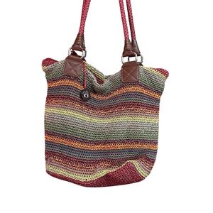 The Sak Multicolor Striped Knit And Leather Strap Shoulder Bag